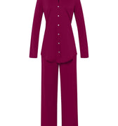 Cotton Deluxe Button Front Cotton Pajama Set | Deep Poppy 77956-2405